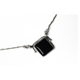 black onyx silver necklace