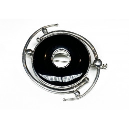 black onyx silver brooch