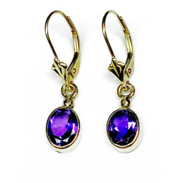 Amethysts 18 ct gold earrings