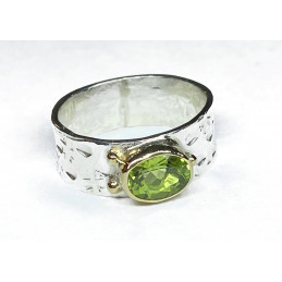 Bague argent et or peridot